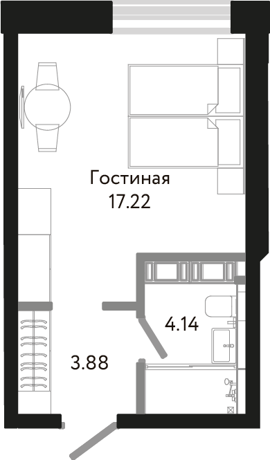 Студия, 25 м² — ЖК Апарт-отель Next (Некст)