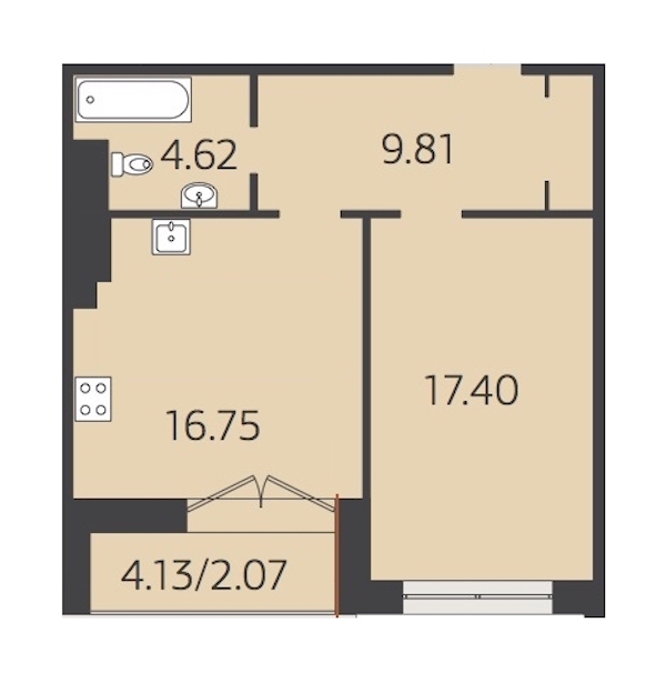 1-комнатная, 51 м² — ЖК Жилой дом Neo (Нео)