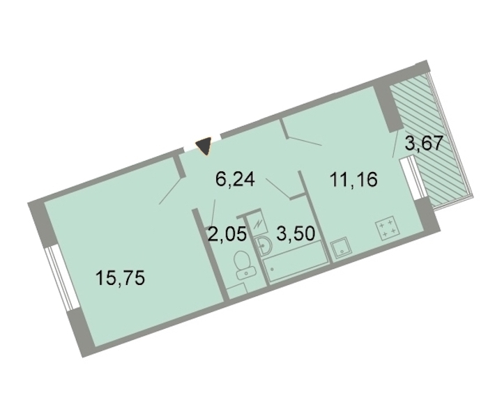 1-комнатная, 41 м² — ЖК ЖК Клёны