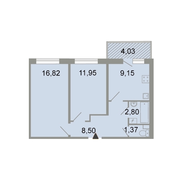 2-комнатная, 53 м² — ЖК ЖК Клёны