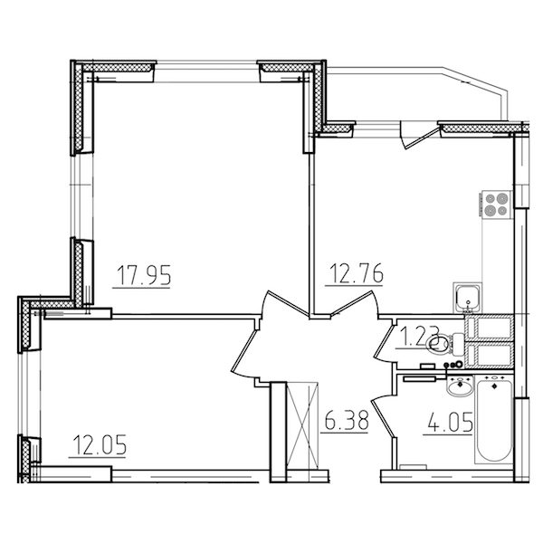 2-комнатная, 56 м² — ЖК ЖК Yoga (Йога)