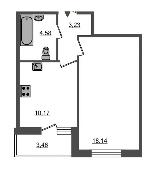 1-комнатная, 36 м² — ЖК ЖК Браво