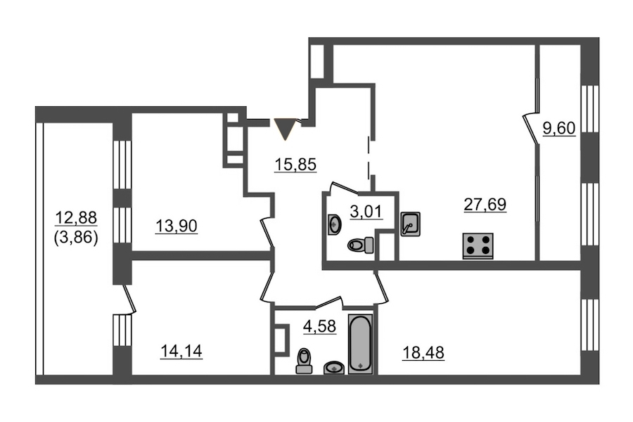 3-комнатная, 111 м² — ЖК ЖК Botanica (Ботаника)