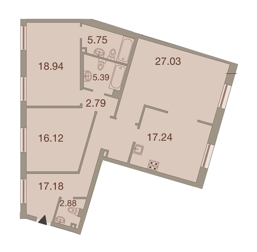 3-комнатная, 113 м² — ЖК ЖК Neva Haus (Нева Хаус)