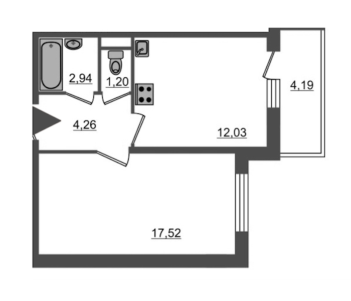 1-комнатная, 40 м² — ЖК Ап-квартал Московский (Up-квартал Московский)