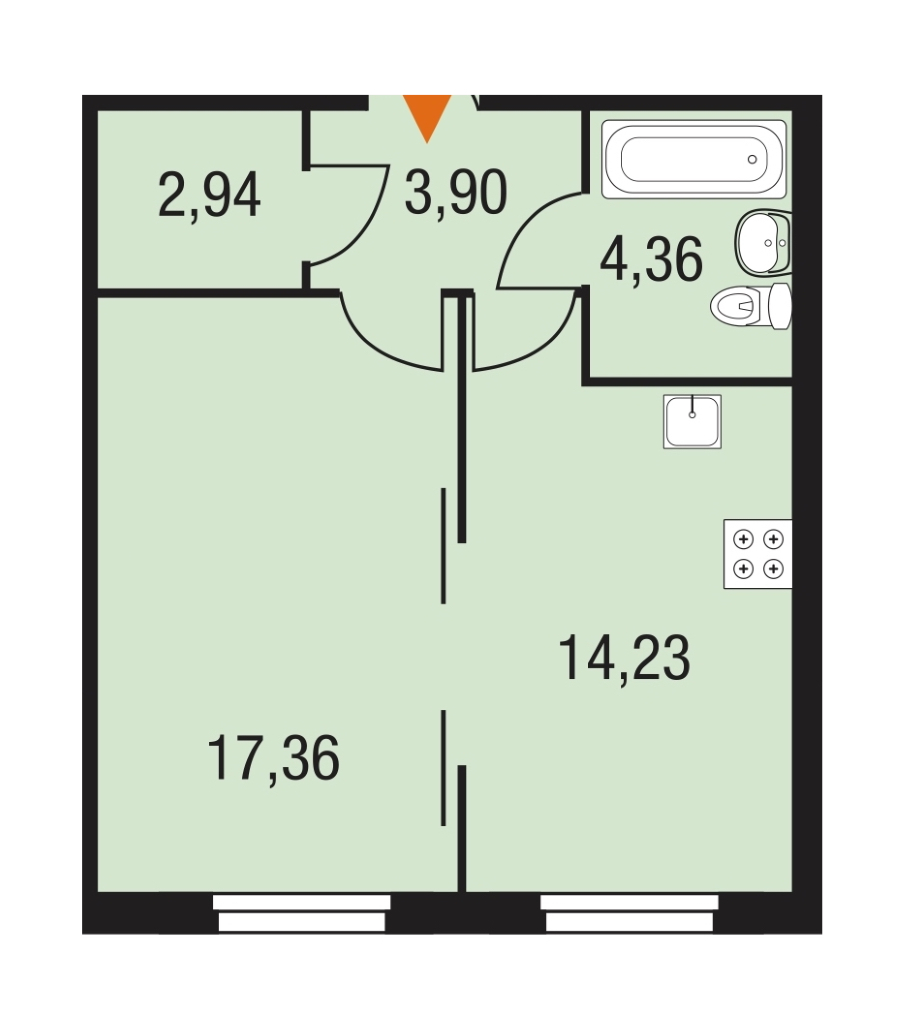 1-комнатная, 46 м² — ЖК ЖК Горки Парк