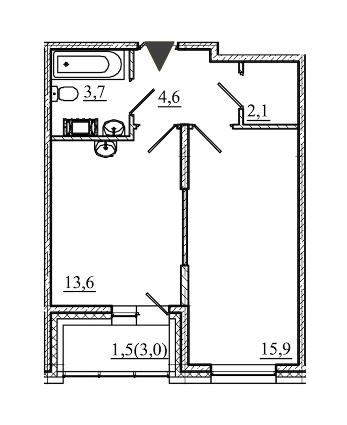 1-комнатная, 41 м² — ЖК ЖК Аист