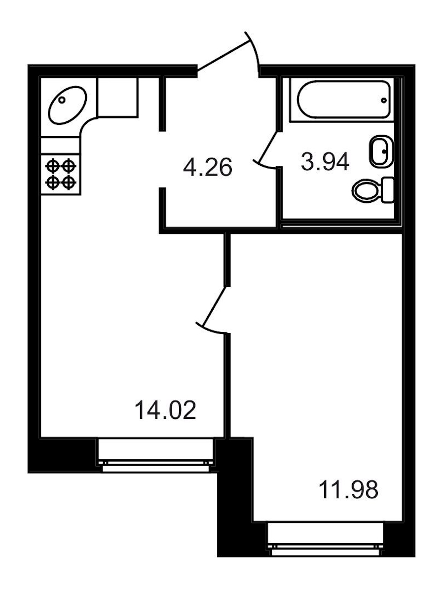 1-комнатная, 34 м² — ЖК ЖК Северный