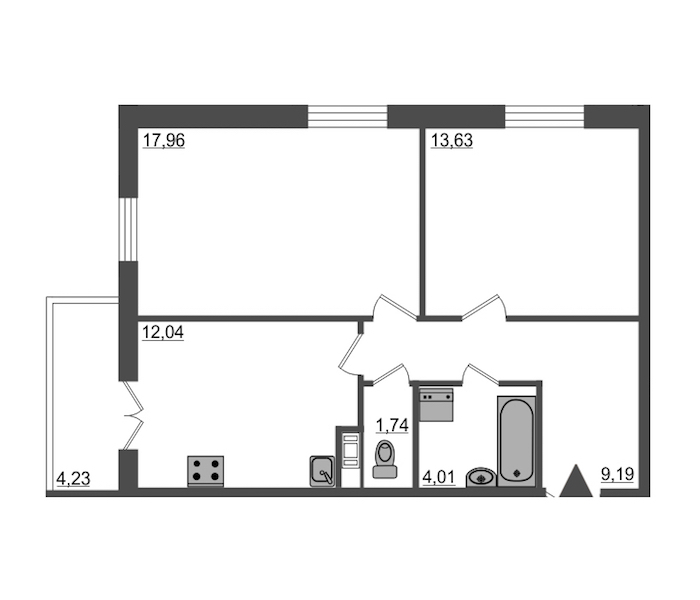 2-комнатная, 60 м² — ЖК ЖК Янила Драйв