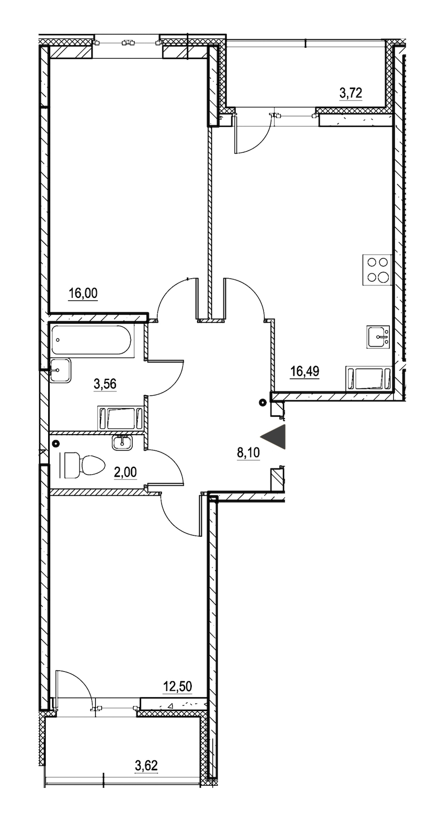 2-комнатная, 62 м² — ЖК ЖК Охта Хаус