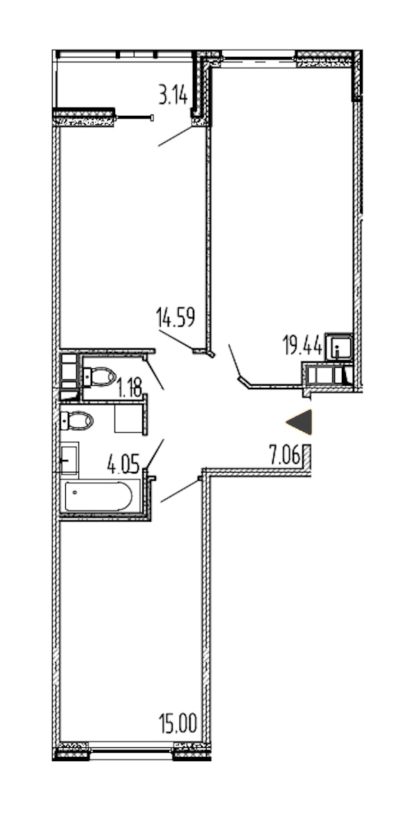 2-комнатная, 61 м² — ЖК ЖК Полис на московской
