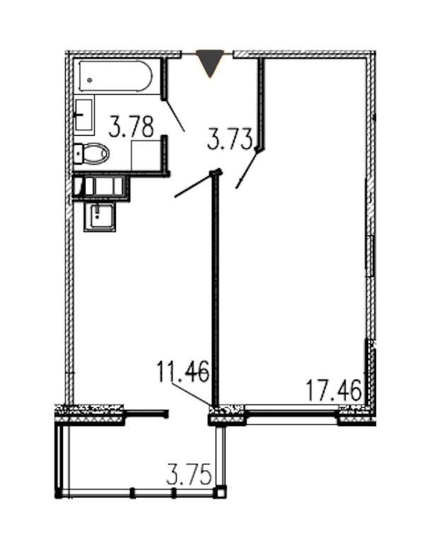 1-комнатная, 37 м² — ЖК ЖК Полис на московской