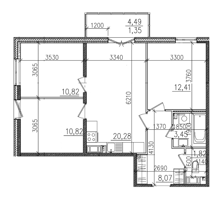 3-комнатная, 69 м² — ЖК ЖК Янила Драйв
