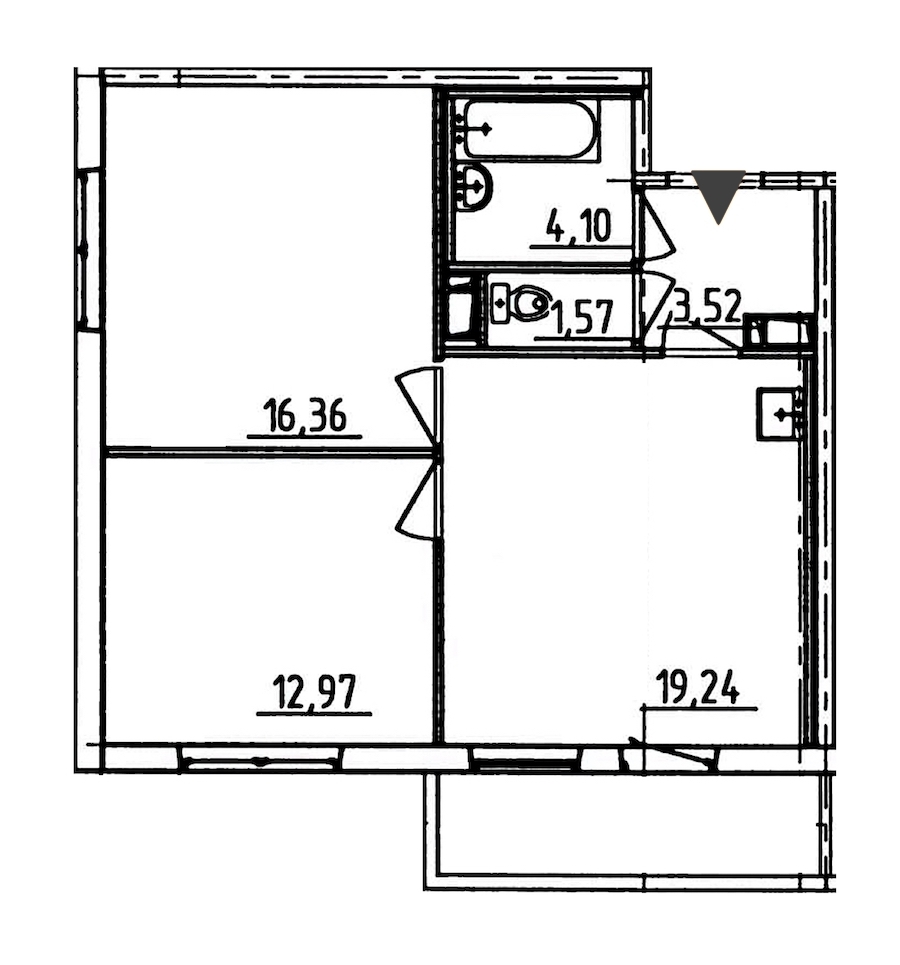 2-комнатная, 59 м² — ЖК ЖК Аэросити
