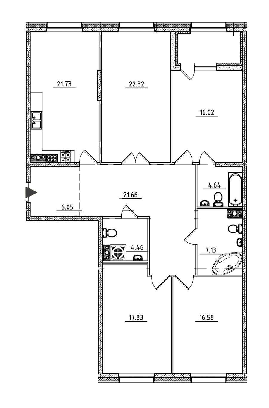 4-комнатная, 141 м² — ЖК ЖК Петровская доминанта