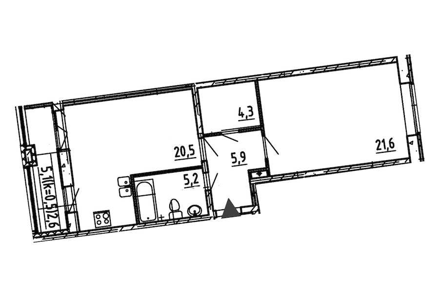 1-комнатная, 60 м² — ЖК ЖК Эталон на Неве