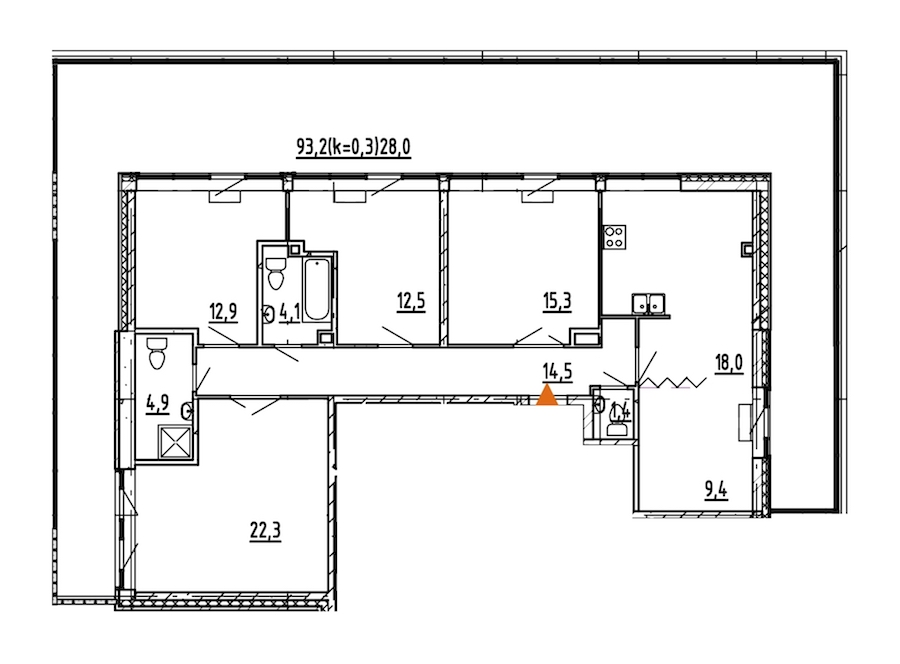 5-комнатная, 143 м² — ЖК ЖК Эталон на Неве