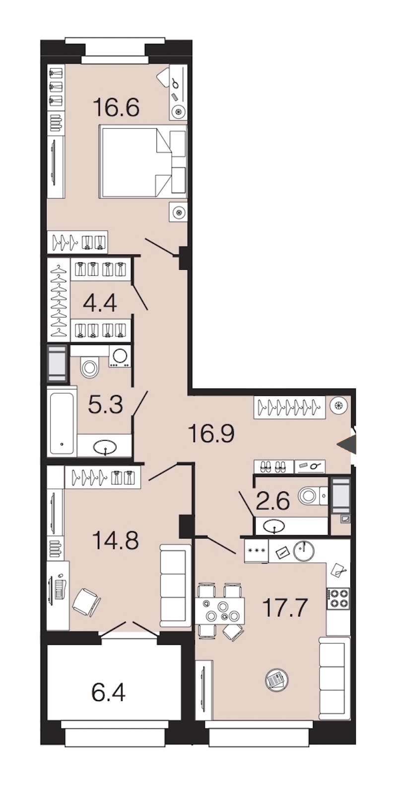 2-комнатная, 78 м² — ЖК ЖК Futurist (Футурист)