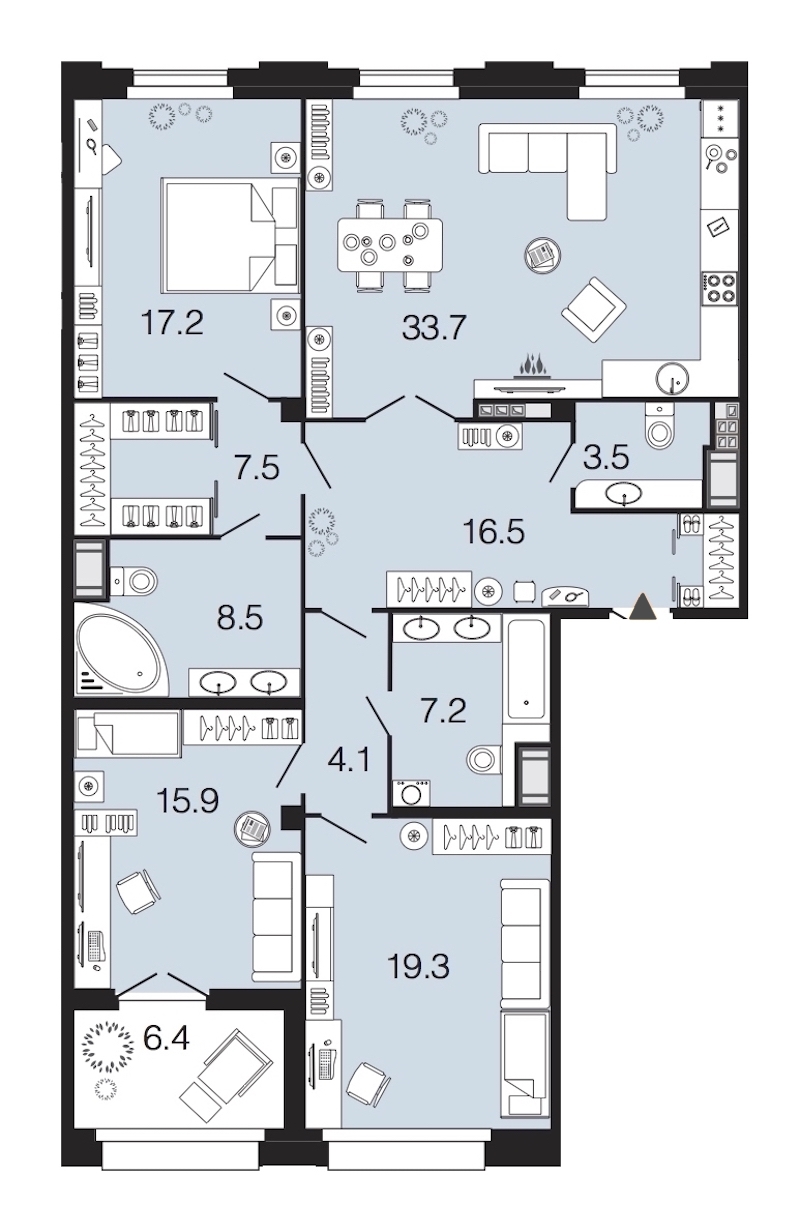 3-комнатная, 133 м² — ЖК ЖК Futurist (Футурист)