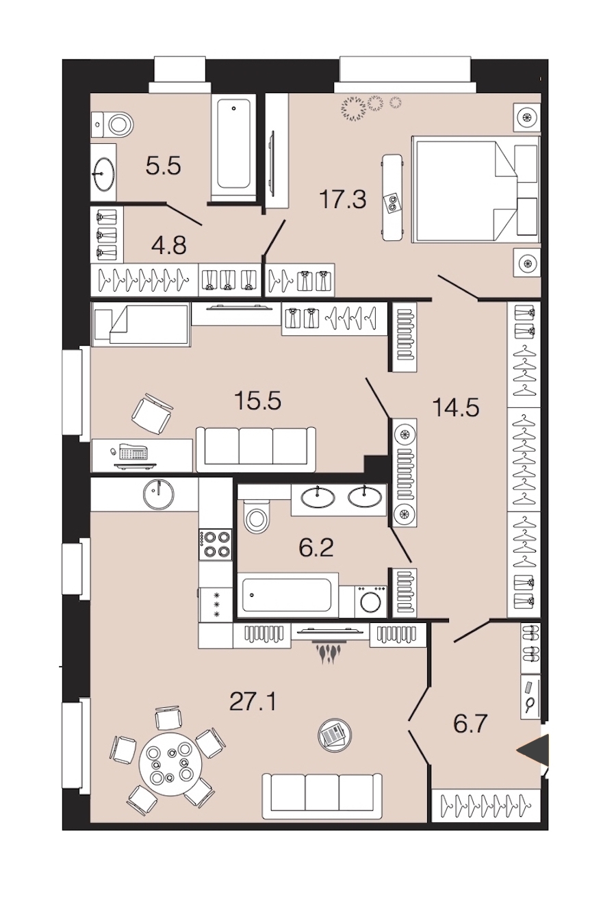 2-комнатная, 98 м² — ЖК ЖК Futurist (Футурист)