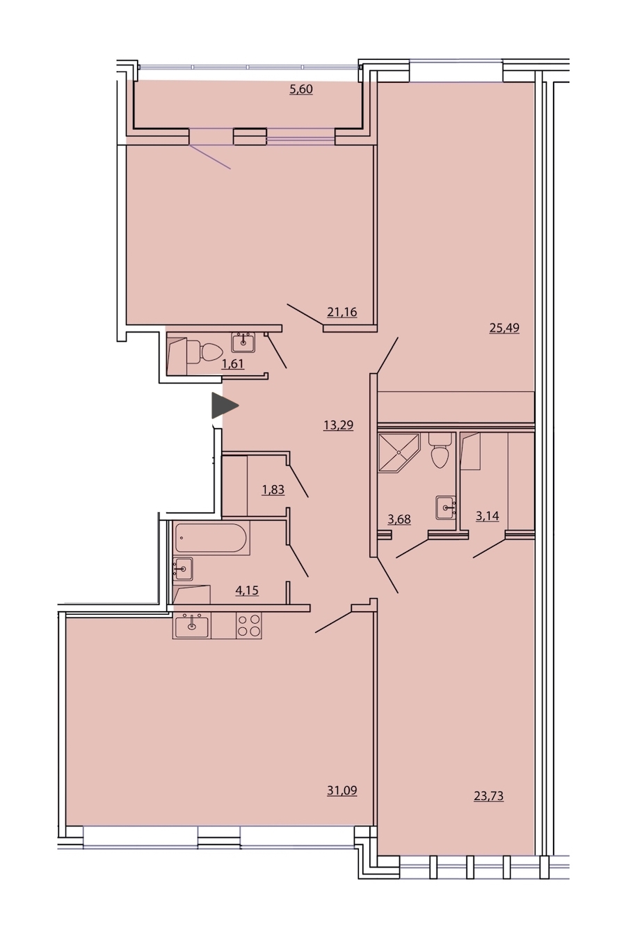 3-комнатная, 132 м² — ЖК ЖК Фамилия