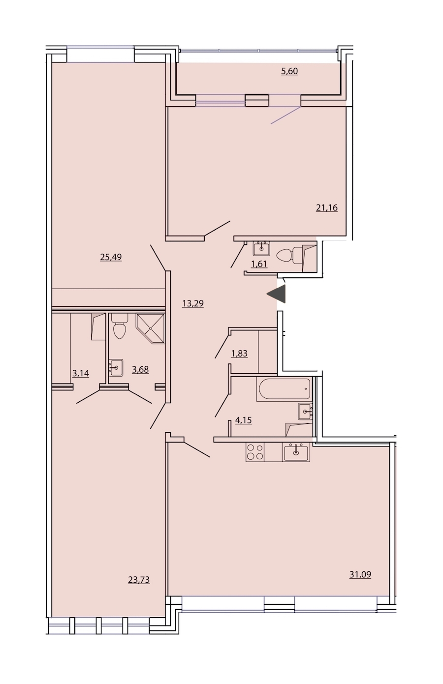 3-комнатная, 132 м² — ЖК ЖК Фамилия