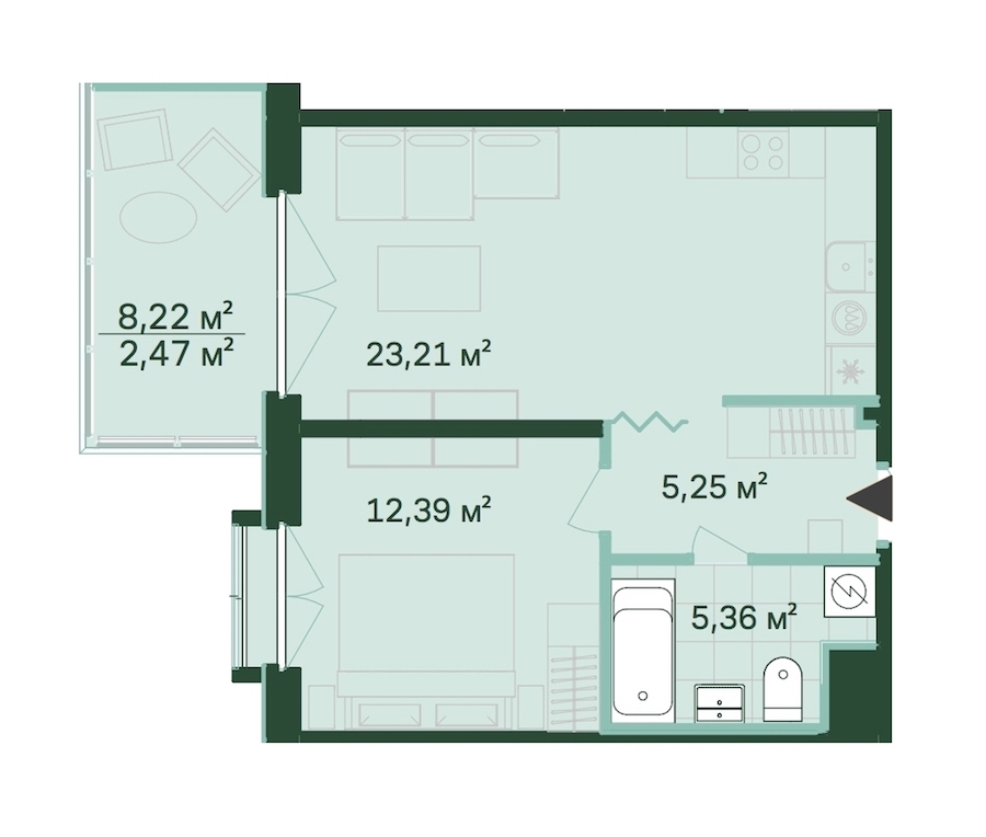 1-комнатная, 49 м² — ЖК ЖК Магнифика Резиденс (Magnifika Residence)