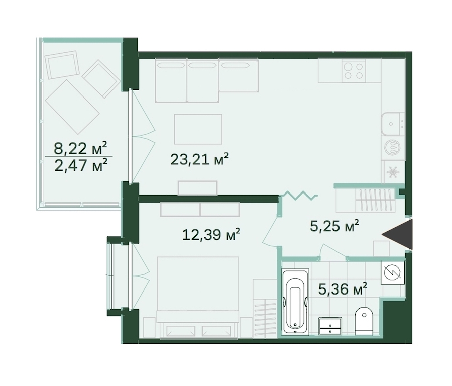 1-комнатная, 49 м² — ЖК ЖК Магнифика Резиденс (Magnifika Residence)
