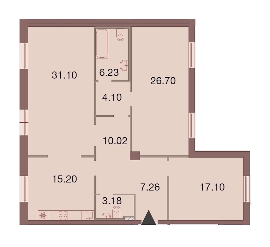 3-комнатная, 121 м² — ЖК ЖК Neva Haus (Нева Хаус)