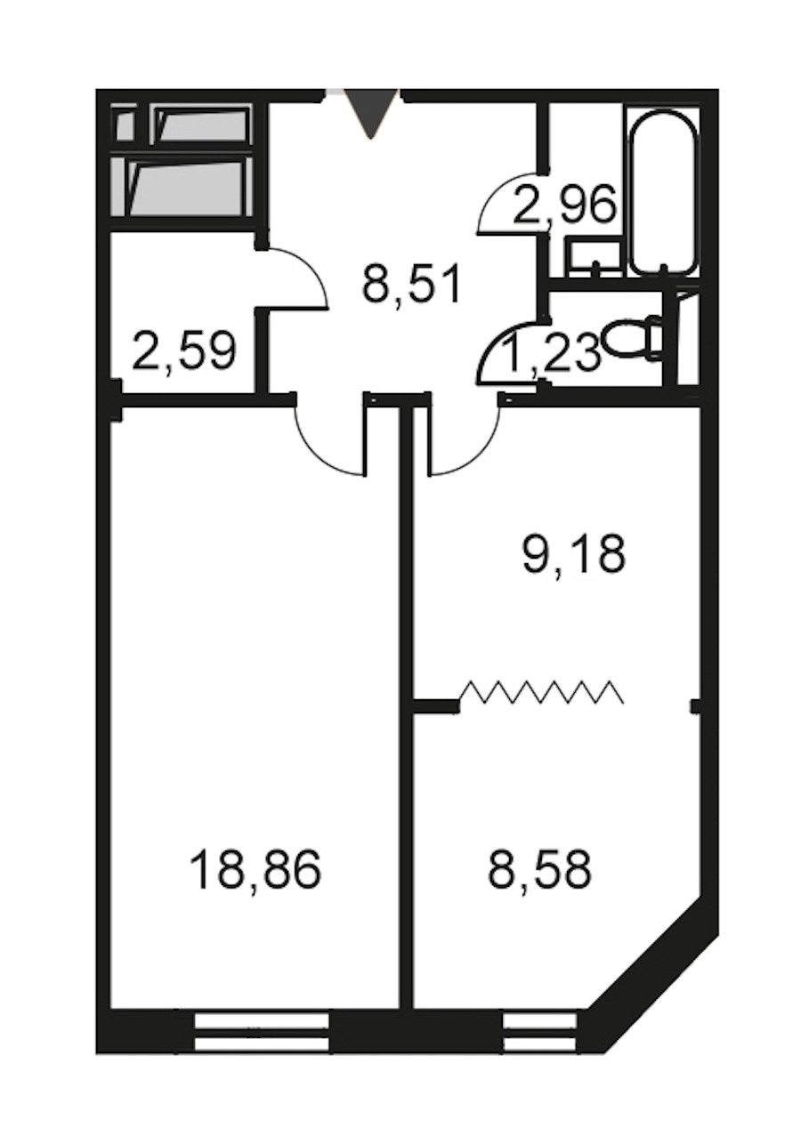 2-комнатная, 52 м² — ЖК ЖК Артхаус