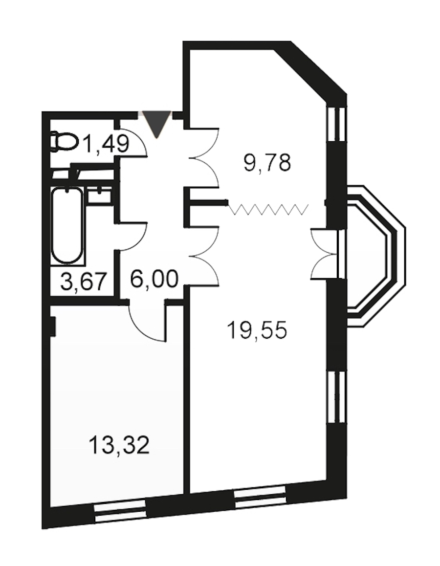 2-комнатная, 54 м² — ЖК ЖК Артхаус