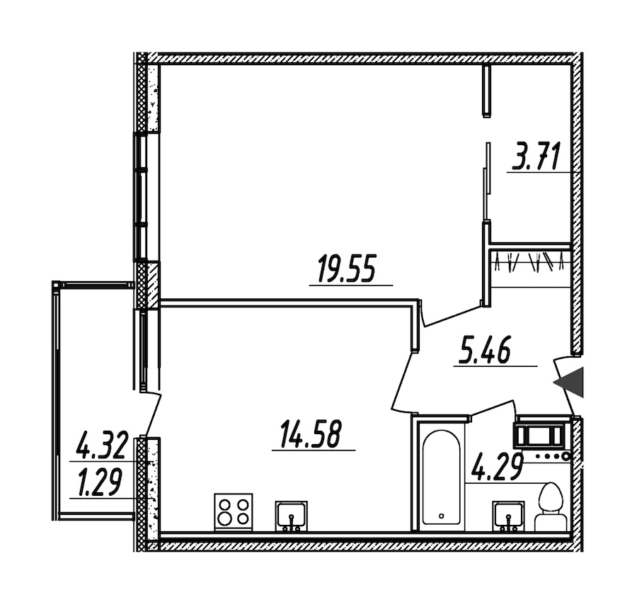 1-комнатная, 49 м² — ЖК ЖК Nobelius (Нобелиус)