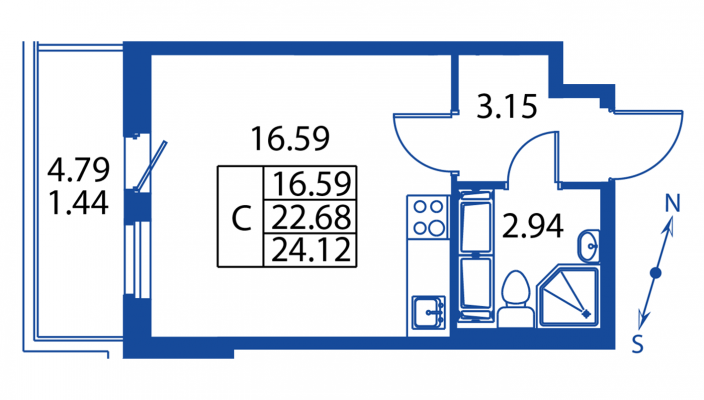 Студия, 24 м² — ЖК ЖК Полис на Неве