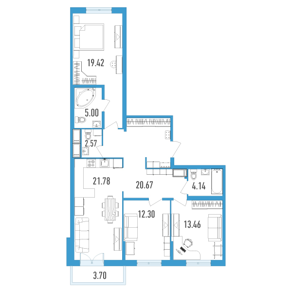 3-комнатная, 100 м² — ЖК ЖК Нахимов