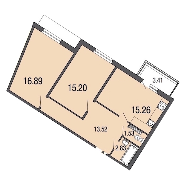 2-комнатная, 65 м² — ЖК ЖК ЭкоСити