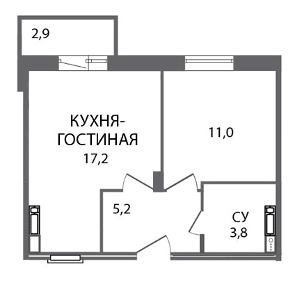 1-комнатная, 38 м² — ЖК ЖК ЗемлЯнино