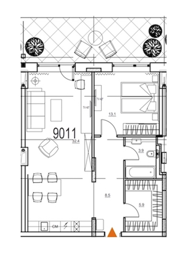2-комнатная, 70 м² — ЖК Апарт-отель Ye's Marata (Йес Марата)