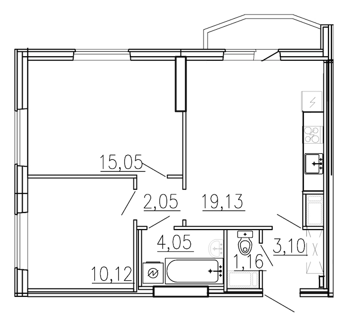 2-комнатная, 56 м² — ЖК ЖК Yoga (Йога)