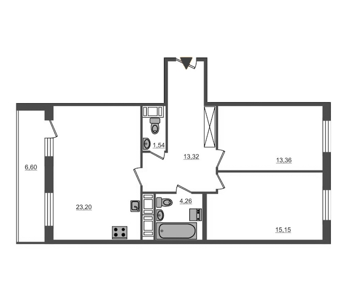 2-комнатная, 71 м² — ЖК ЖК Полис на Неве