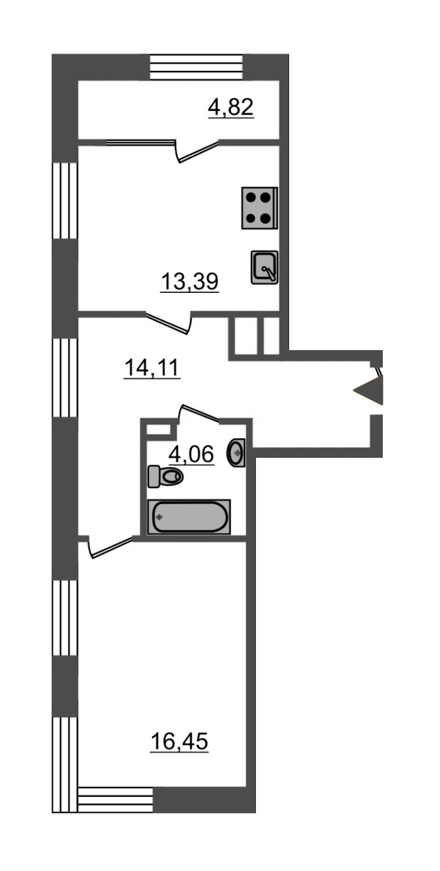 1-комнатная, 53 м² — ЖК ЖК Botanica (Ботаника)