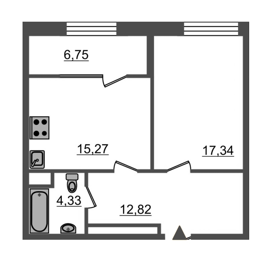 1-комнатная, 57 м² — ЖК ЖК Botanica (Ботаника)