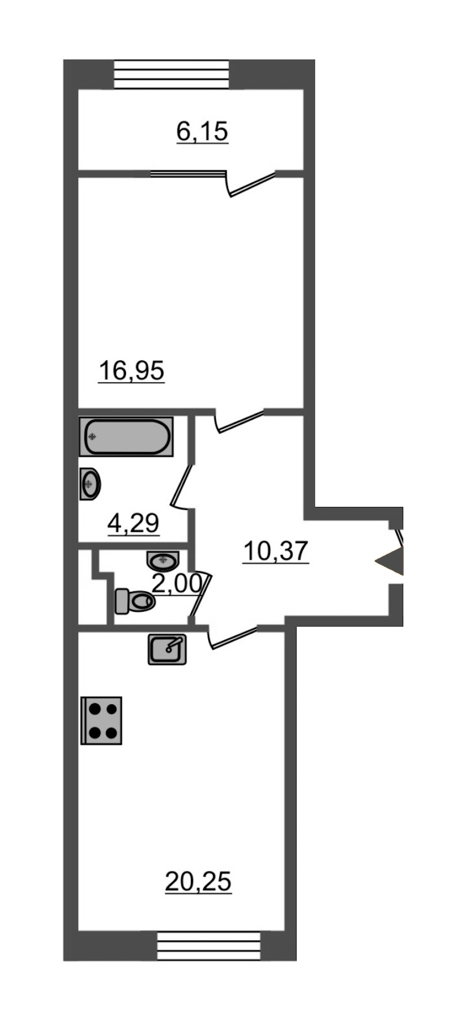 1-комнатная, 60 м² — ЖК ЖК Botanica (Ботаника)