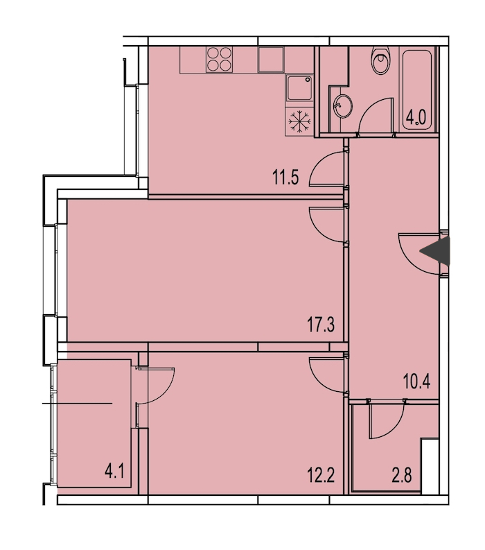 2-комнатная, 60 м² — ЖК ЖК Лайф Лесная