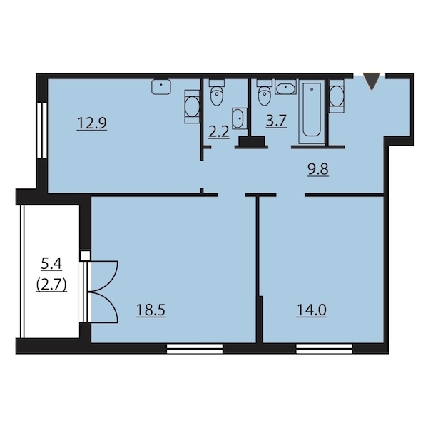2-комнатная, 64 м² — ЖК ЖК Цивилизация на Неве