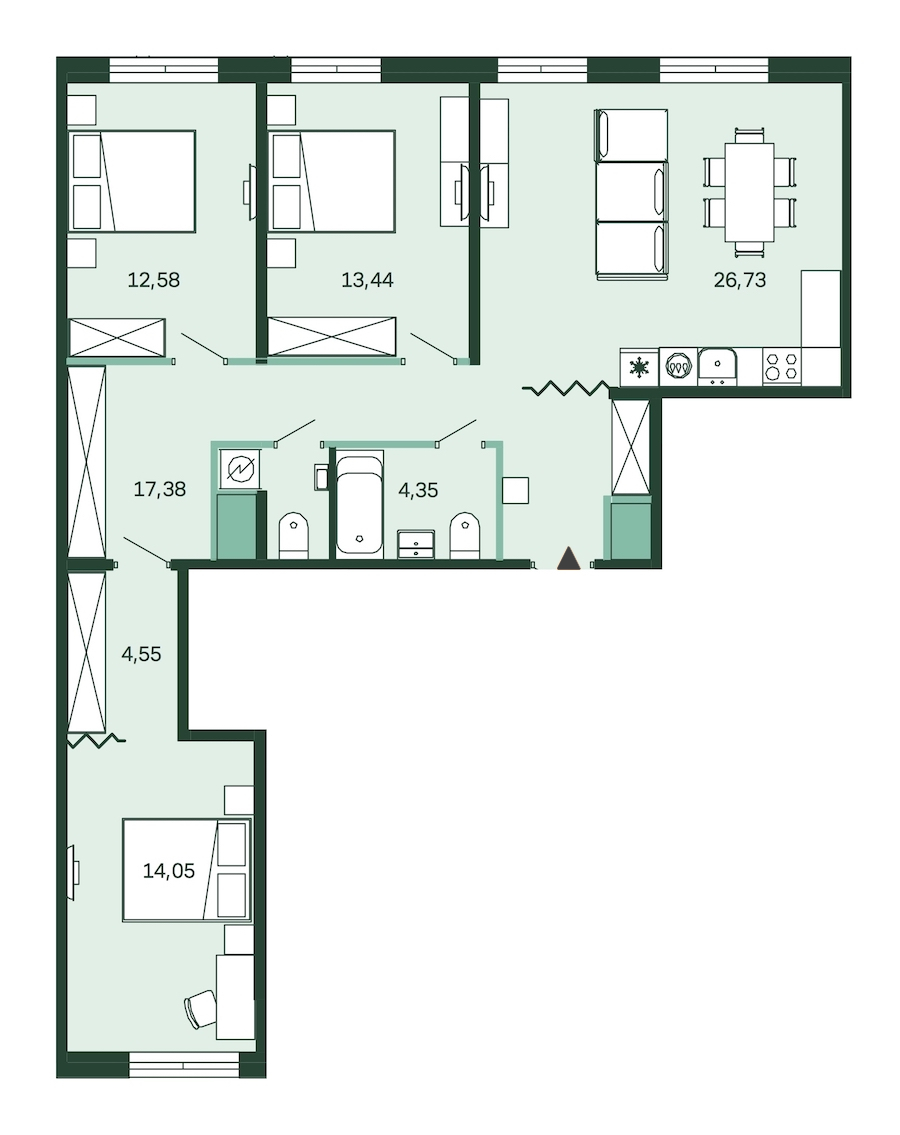 3-комнатная, 96 м² — ЖК ЖК Магнифика Резиденс (Magnifika Residence)