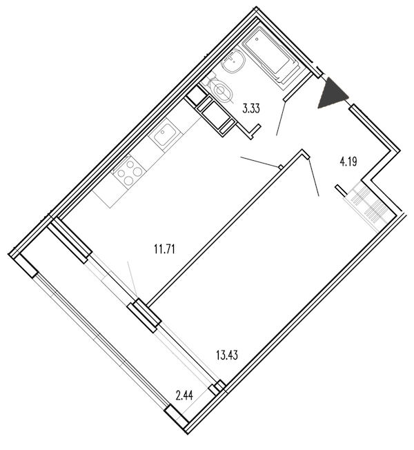 1-комнатная, 35 м² — ЖК Жилой дом Европейский парк