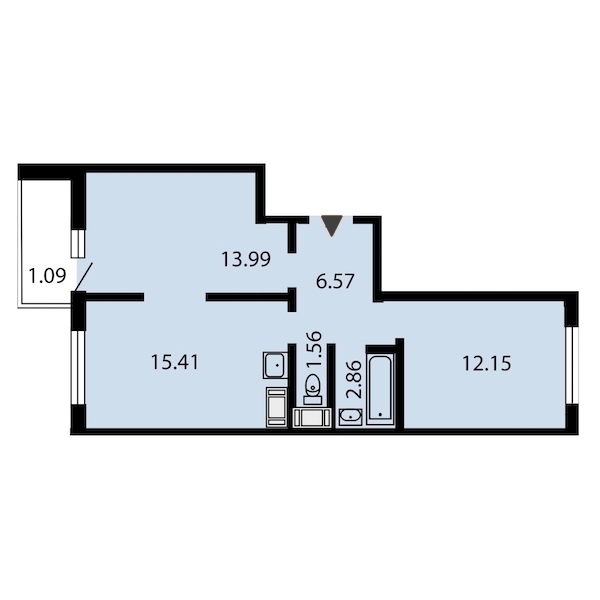 2-комнатная, 54 м² — ЖК ЖК Звездный дуэт