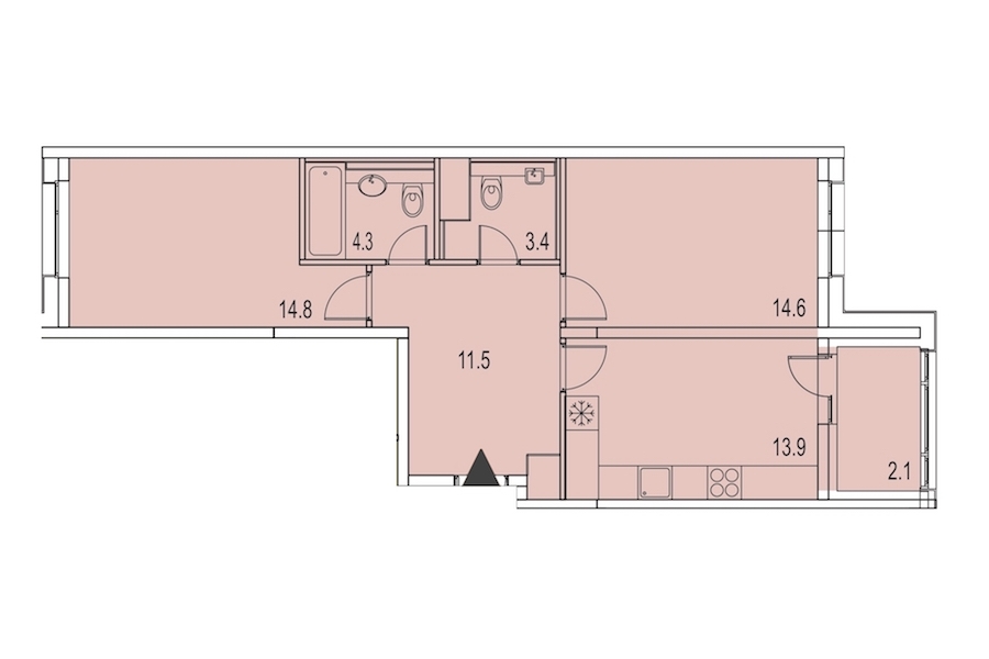2-комнатная, 65 м² — ЖК ЖК Лайф Лесная
