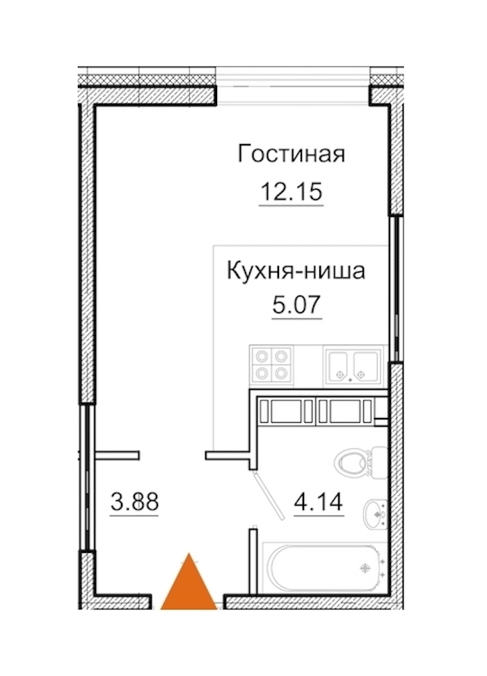 Студия, 25 м² — ЖК Апарт-отель Next (Некст)