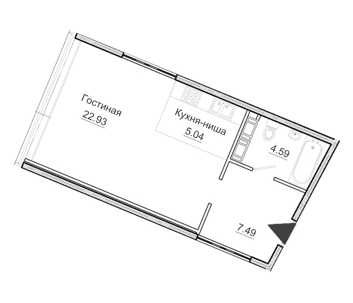 Студия, 40 м² — ЖК Апарт-отель Next (Некст)